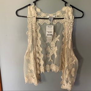 NWT Pinky Lace Sleeveless Cardigan